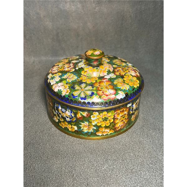 Cloisonné Covered Box with Floral Design