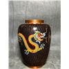 Image 2 : Cloisonné Vase with Dragon on Black Ground