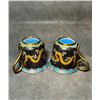 Image 3 : Pair of Cloisonné Enamel Cups with Black Ground and Gilded Dragon Motifs