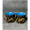 Image 7 : Pair of Cloisonné Enamel Cups with Black Ground and Gilded Dragon Motifs