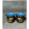 Image 8 : Pair of Cloisonné Enamel Cups with Black Ground and Gilded Dragon Motifs
