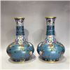 Image 2 : Pair of Qing Dynasty Cloisonné Vases with Floral Scrolls and “Fu Shou” Characters