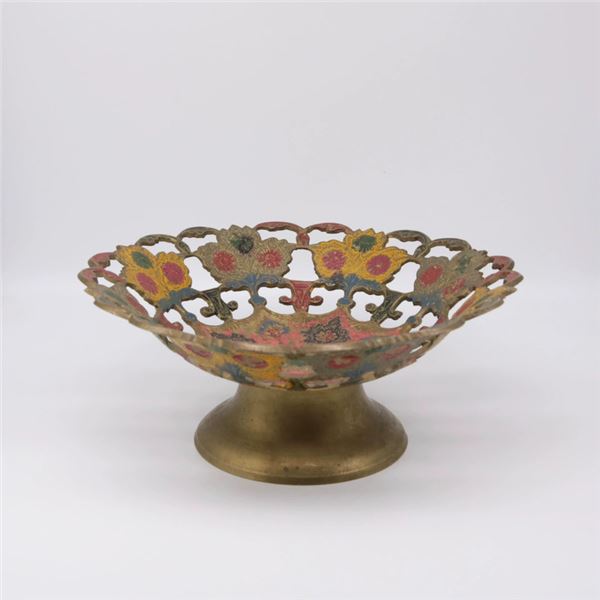 Copper-Colored Tall Footed Offering Dish