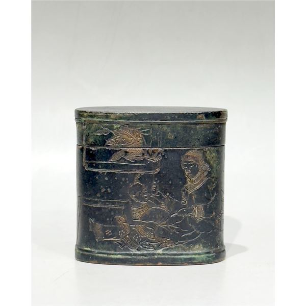Engraved Bronze Opium Paste Box