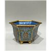Image 1 : Cloisonné Enamel Hexagonal Planter with Lotus Scroll Design