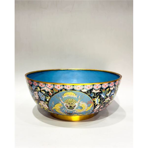 Exquisite Cloisonné Dragon Bowl