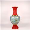 Image 1 : Cloisonné Enamel Vase with Floral Patterns and Red Base
