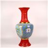 Image 2 : Cloisonné Enamel Vase with Floral Patterns and Red Base
