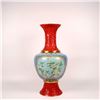Image 3 : Cloisonné Enamel Vase with Floral Patterns and Red Base