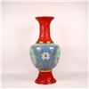 Image 4 : Cloisonné Enamel Vase with Floral Patterns and Red Base