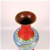 Image 5 : Cloisonné Enamel Vase with Floral Patterns and Red Base