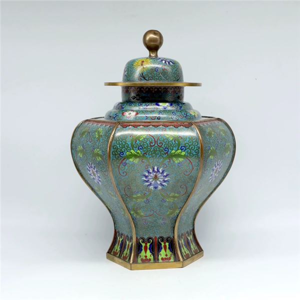 Cloisonné Enamel Floral Lidded Jar
