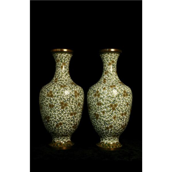 Pair of Cloisonné Vases with Plum Blossom Design