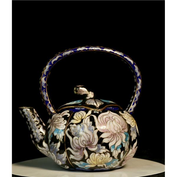 Cloisonné Enamel Teapot with Peony Motifs