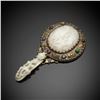 Image 1 : Hand Mirror with Inlaid Jade Carving and Gemstone Ornaments