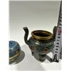 Image 8 : Cloisonné Enamel Censer, Vase, and Box Set