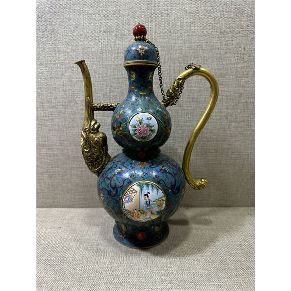 Cloisonné Enamel and Painted Enamel Wine Ewer