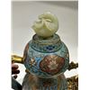 Image 3 : Cloisonné Enamel Ewer with Jade Inlay