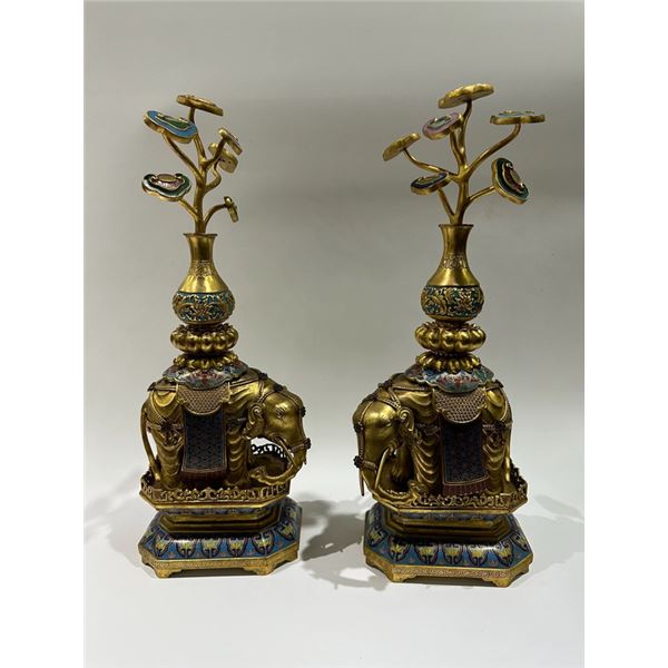 Pair of Cloisonné Enamel Elephant Figures