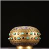 Image 1 : Qing Dynasty Gilt Bronze Box with Inlaid Gems and Lion Design