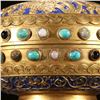 Image 6 : Qing Dynasty Gilt Bronze Box with Inlaid Gems and Lion Design
