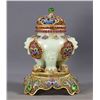 Image 1 : Cloisonné Enamel and Jade Gemstone Incense Burner
