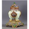 Image 2 : Cloisonné Enamel and Jade Gemstone Incense Burner