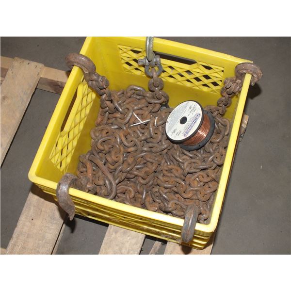 Milk Crate w/ Assorted Chain