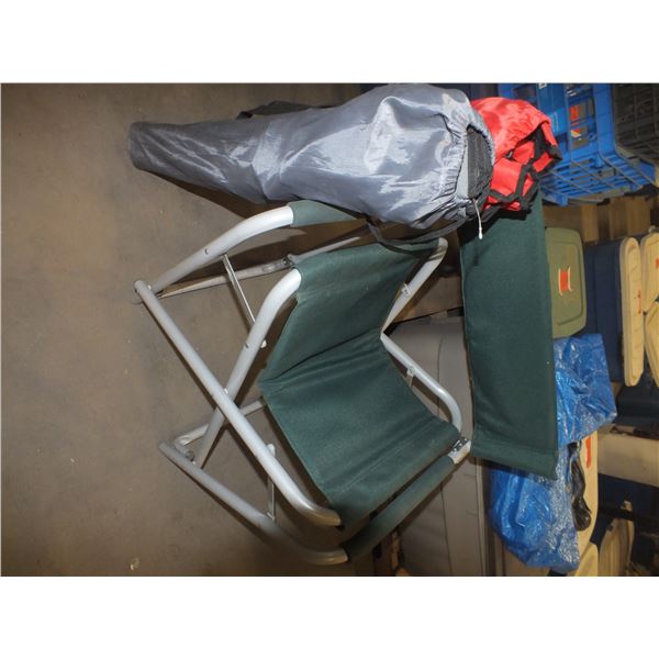 3 Folding Camping Chairs & 1 Air Mattress
