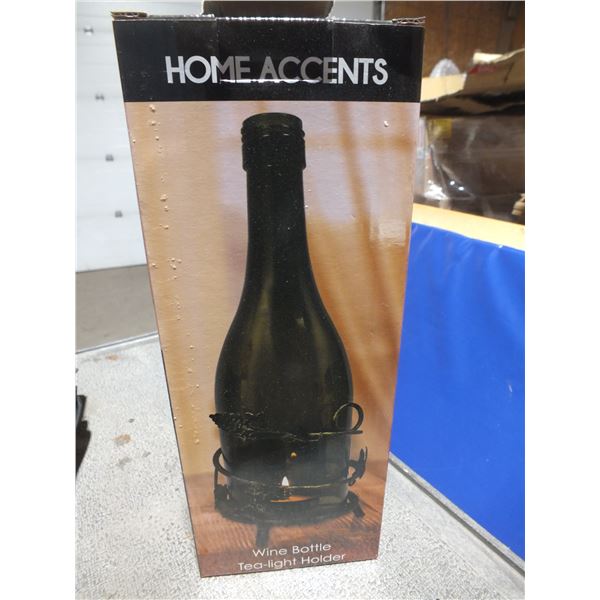 Two Wine Bottle Tea Light Holders