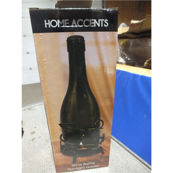 Two Wine Bottle Tea Light Holders