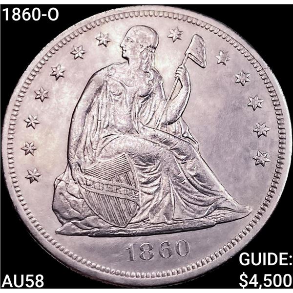 1860-O Seated Liberty Dollar CHOICE AU
