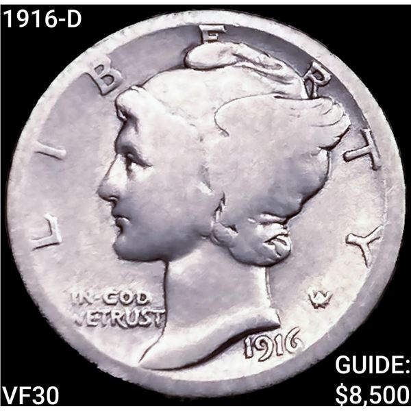 1916-D Mercury Dime LIGHTLY CIRCULATED