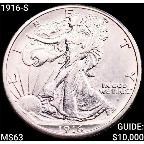 1916-S Walking Liberty Half Dollar CHOICE BU