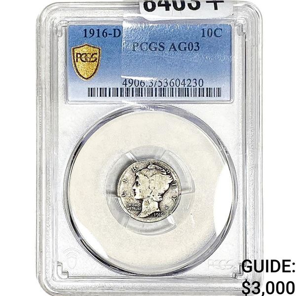 1916-D Mercury Silver Dime PCGS AG3