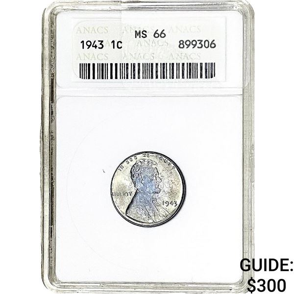 1943 Wheat Cent ANACS MS66