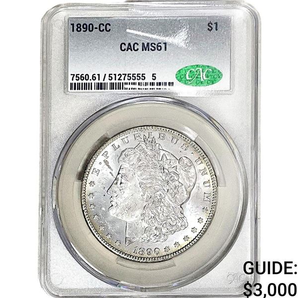 1890-CC Morgan Silver Dollar CAC MS61