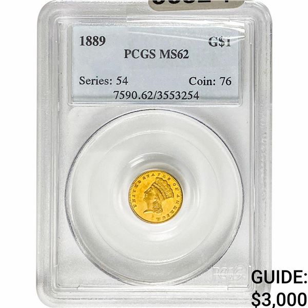 1889 Rare Gold Dollar PCGS MS62