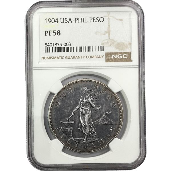 1904 US Philippines Silver Peso NGC PF58