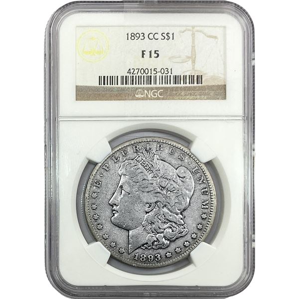 1893-CC Morgan Silver Dollar NGC F15