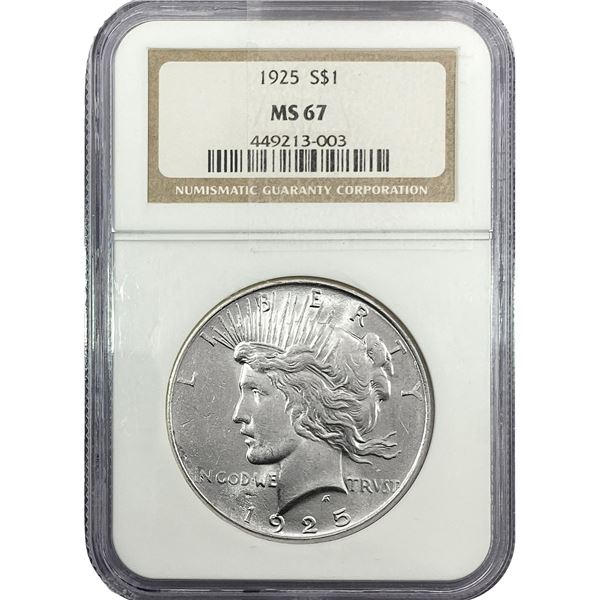 1925 Silver Peace Dollar NGC MS67
