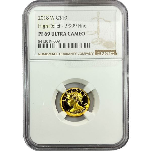 2018-W 1/10oz Gold Liberty NGC PF69 High Relief UC