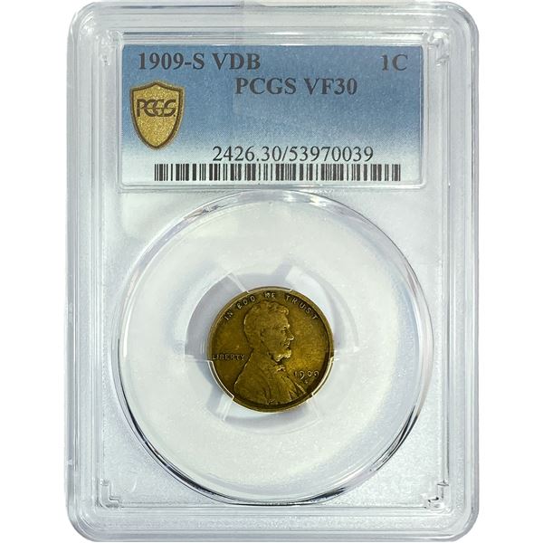 1909-S VDB Wheat Cent PCGS VF30