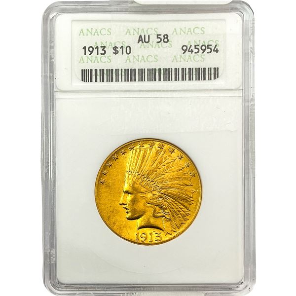 1913 $10 Gold Eagle ANACS AU58