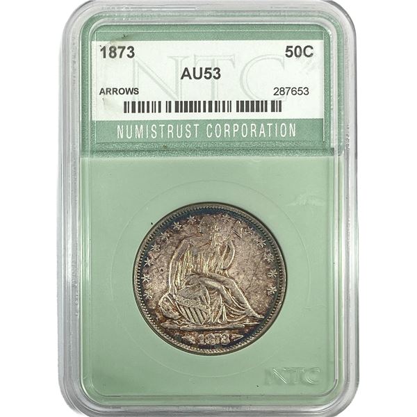 1873 Seated Liberty Half Dollar NTC AU53
