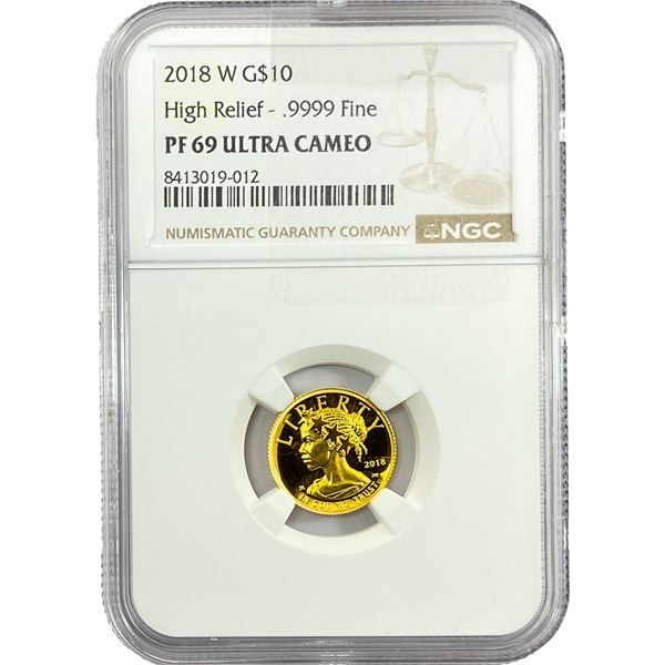 2018-W 1/10oz Gold Liberty NGC PF69 High Relief UC