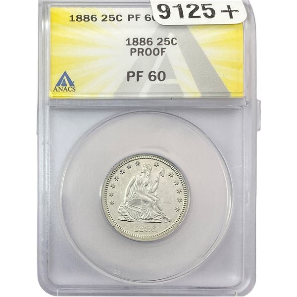 1886 Seated Liberty Quarter ANACS PF60