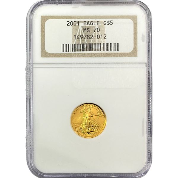 2001 1/10oz $5 Gold Eagle NGC MS70