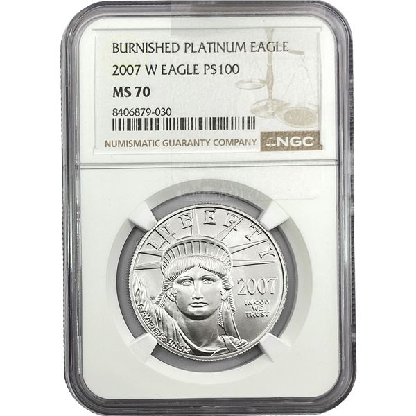 2007-W 1oz Burnished Platinum Eagle $100 NGC MS70