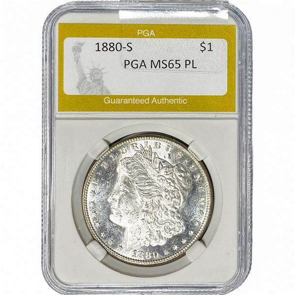 1880-S Morgan Silver Dollar PGA MS65 PL